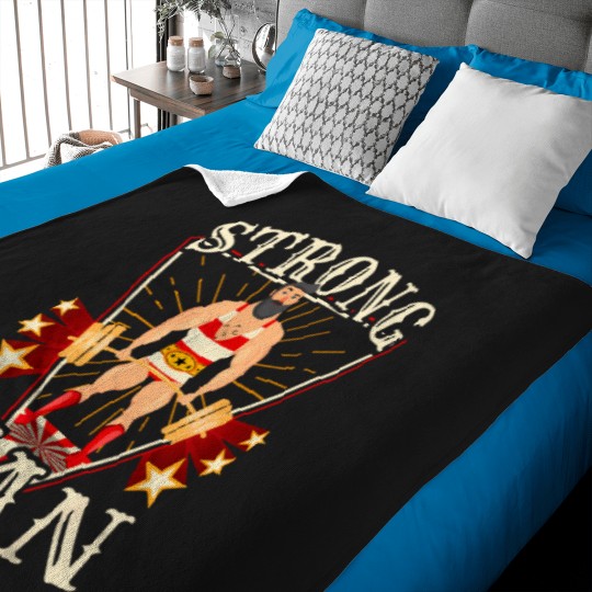Discover Deadlift-Shirt---Vintage-Circus-Strongman-Costume-T-Shirt Baby Blankets