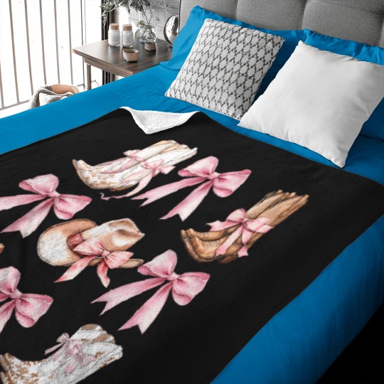 Discover Coquette-Cowgirl-Boots-With-Pink-Bows-Aesthetic-Y2K-Womens-T-Shirt Baby Blankets