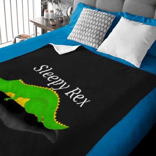 Discover Dino-Cartoon-T-Rexsleepy-Rex-T-Shirt Baby Blankets