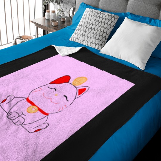 Discover Good-Luck-Maneki-Neko-Cat-On-Pink T-Shirt Baby Blankets