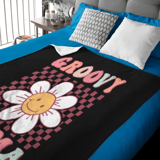 Discover Cute-Groovy-Mama-Matching-Family-Birthday-Party-Daisy-Flower-T-Shirt Baby Blankets