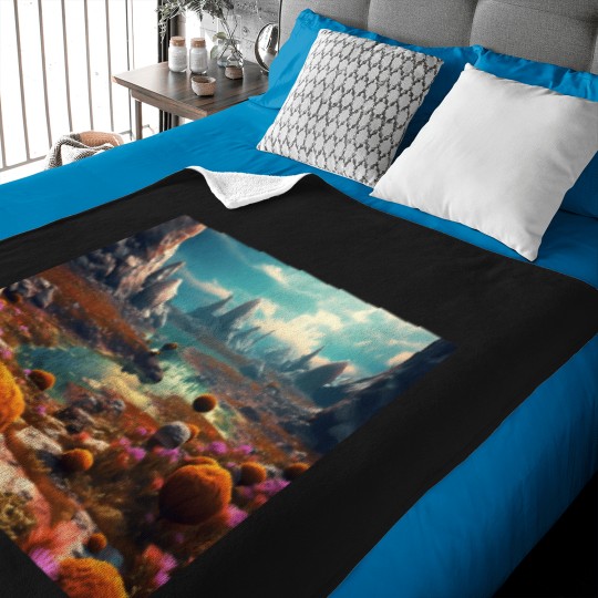 Discover Vibrant Alien Landscape Photo-Realistic Digital Art Of An Exotic World With Mossy Spores And Stone Formations Active T-Shirt 855 Baby Blankets