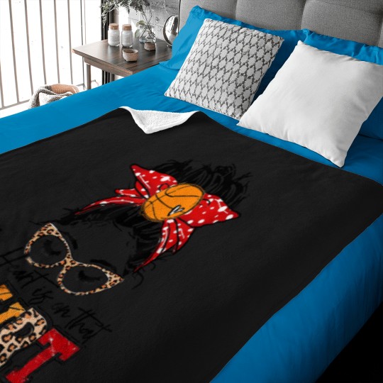 Discover My heart is on that court basketball Leopard Bas Baby Blankets