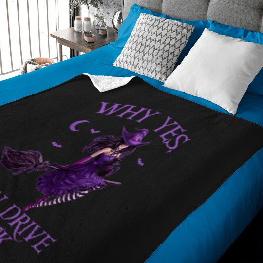 Discover Why Yes I Can Drive a Stick Funny Halloween Witc Baby Blankets