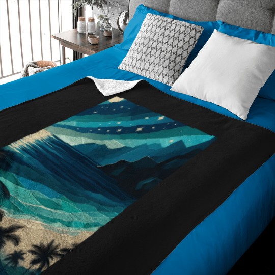 Discover 7297 Evening Beach Cove - Geometric - Serene Night Graphic T-Shirt Baby Blankets