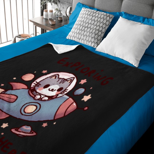 Discover Cute Space Cat Exploring the Catmosphere Baby Blankets