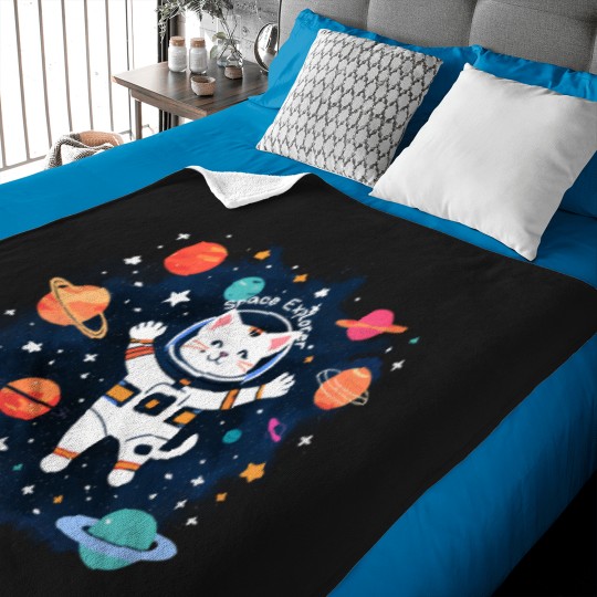 Discover Space Explorer Cat Brave Feline on a Cosmic Mission Baby Blankets