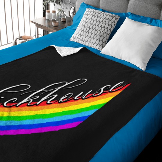 Discover DickhouseDickhouse ProductionsChalk Paintsliding Rainbow Who Deyyyyyyyyy Baby Blankets