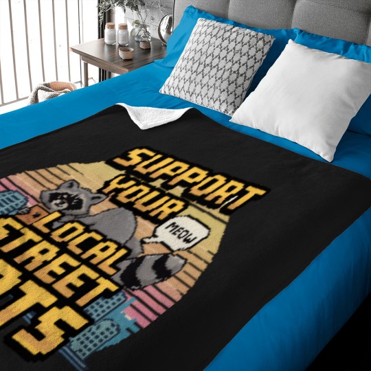 Discover Street Cats Racoon Possum - Support Your Local Street Cycling Bicycle Funny Mountain Biking Bike And Brew For Men Women Baby Blankets