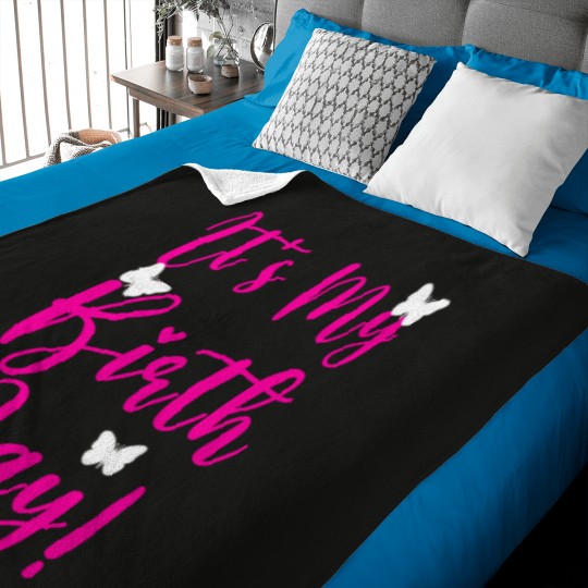Discover It_s My Birthday! Cute Shirt Birthday Party Team Butterfly Bday Baby Blankets