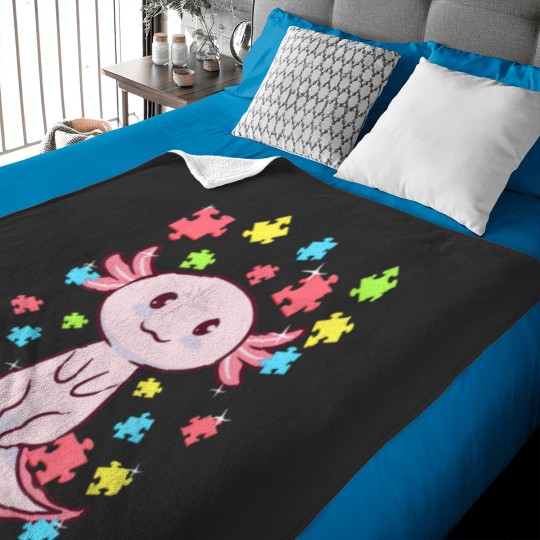 Discover Axolotl Autism Awareness Puzz;E Water Baby Blankets