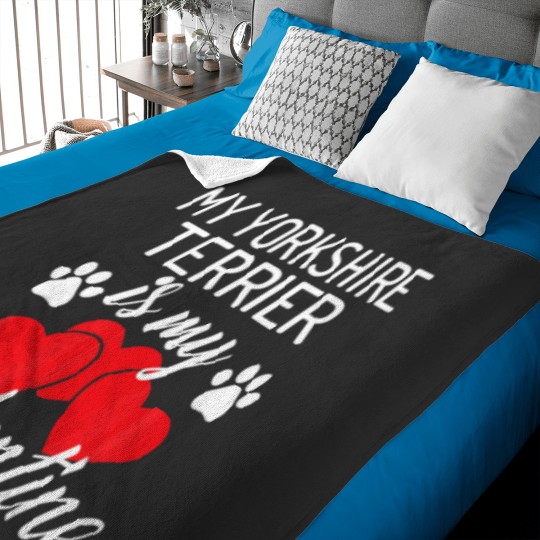 Discover My Yorkshire Terrier Is My Valentine Valentines Da Baby Blankets