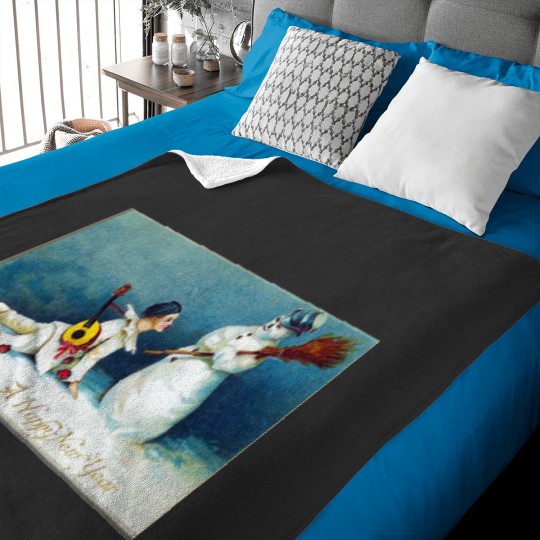 Discover Vintage New Year's Day Boy And Snow Baby Blankets