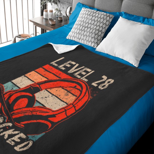 Discover Level 28 Unlocked Video Gamer Lovers 28Th Birthday Baby Blankets