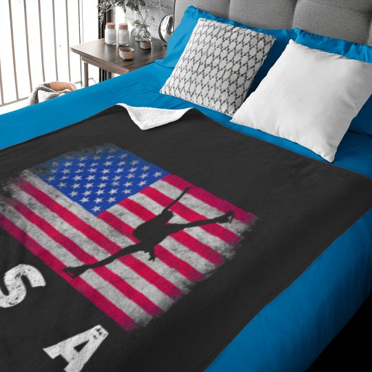 Discover American Flag Figure Skating Cute Us Skaters Baby Blankets