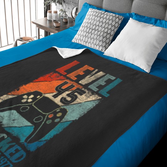 Discover Vintage Level 45 Unlocked Video Gamer Awesome Sinc Baby Blankets