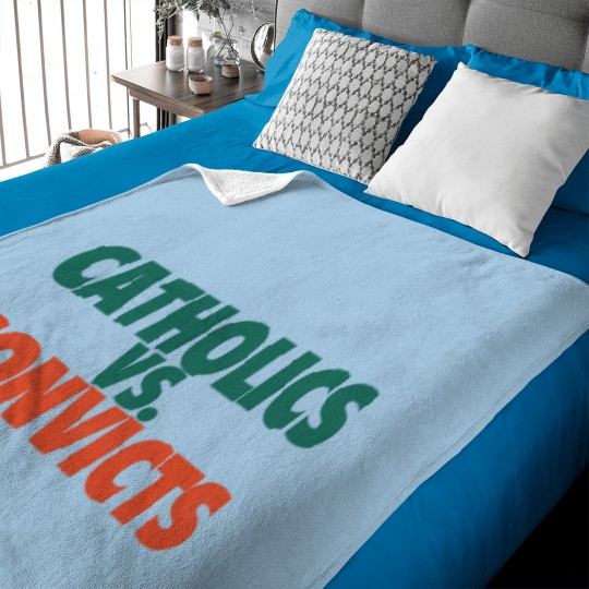 Discover Catholics Vs. Convicts Retro 1988 Football Game Baby Blankets