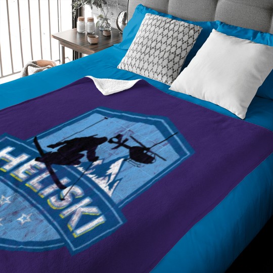 Discover Vintages Heliski Mountain Badge Skis Design.png Baby Blankets