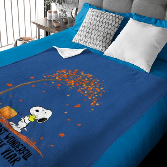 Discover Fall Snoopy Dog Baby Blankets, Thanksgiving Snoopy Dog Baby Blankets