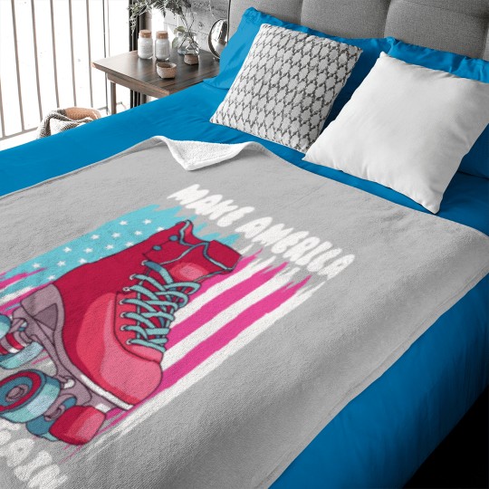 Discover 80s Roller Skate American Flag Cartoon Baby Blankets
