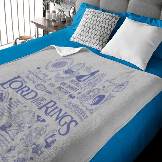 Discover The Lord of the Rings Blue Doodle Baby Blankets, Aragorn Gandalf Frodo Baggins Baby Blankets
