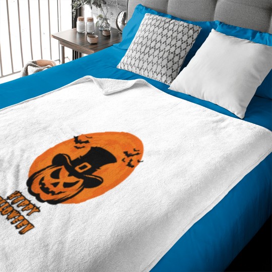Discover Black and Orange Happy Halloween Baby Blankets