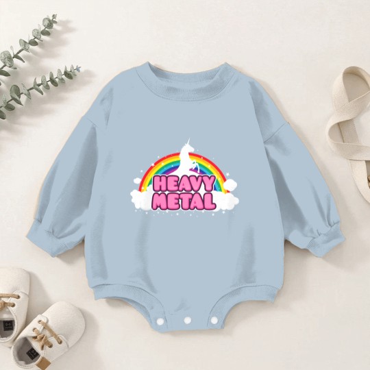 Discover HEAVY METAL! (Funny Unicorn / Rainbow Mosh Parody Baby Romper Sweatshirts
