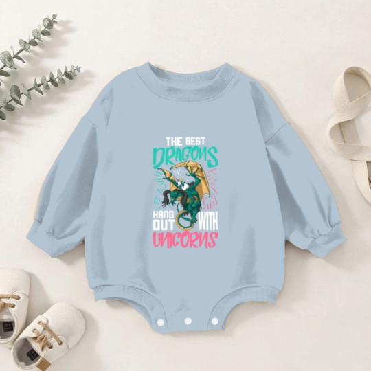 Discover The Best Dragons Hang Out With Unicorns Gift For A Baby Romper Sweatshirts