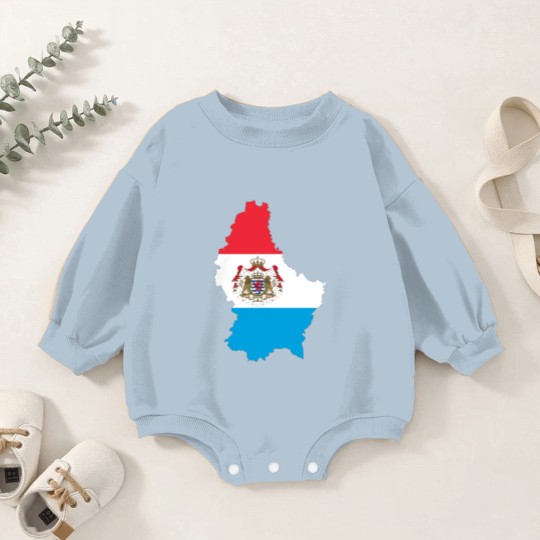 Discover Luxembourg Map Flag With Stroke And Coat Of Arms Baby Romper Sweatshirts