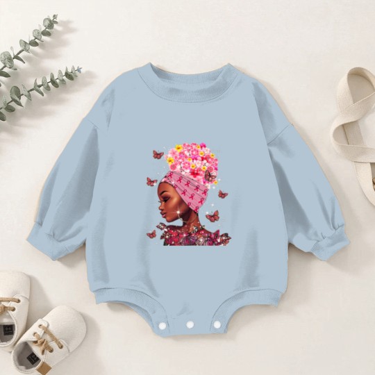 Discover In October We Wear Pink Black Woman Breast Cancer Awareness Baby Romper Sweatshirts