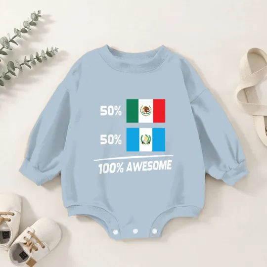 Discover Half Mexican Half Guatemalan Pride Mexico Guatemala Flag Baby Romper Sweatshirts