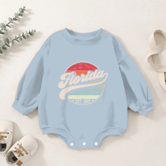 Discover Retro Florida Home State FL Cool 70s Style Sunset Baby Romper Sweatshirts