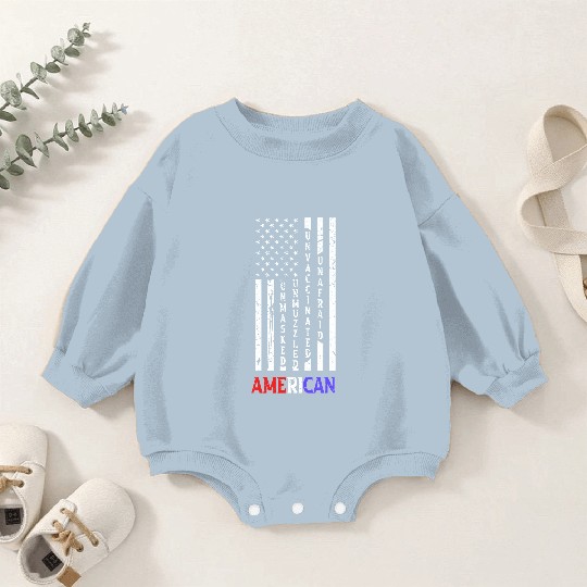 Discover Unmasked Unmuzzled Unvaccinated Unafraid American Flag Fan Baby Romper Sweatshirts
