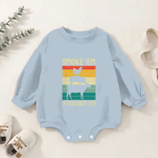 Discover Smoke Em If you Got Em BBQ - Funny Retro Smoking Baby Romper Sweatshirts