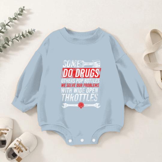 Discover Wide Open Throttle Baby Romper Sweatshirts - Car or Truck Racing Baby Romper Sweatshirts