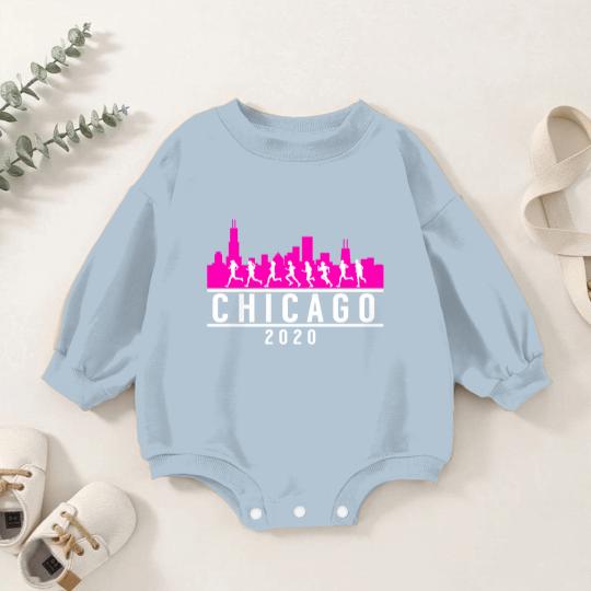 Discover Chicago Skyline Runners Baby Romper Sweatshirts