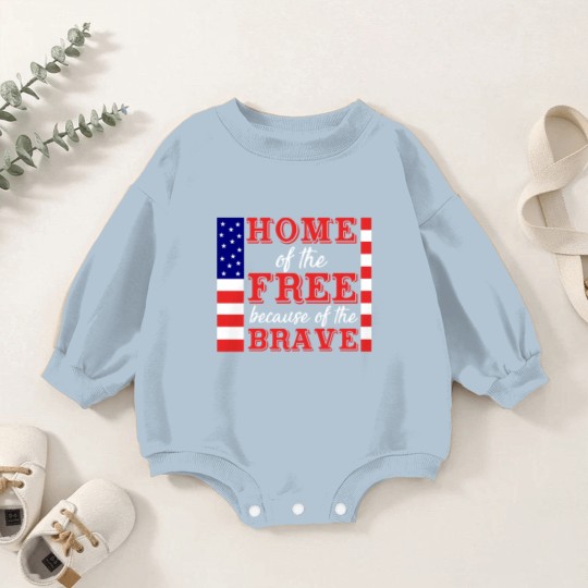 Discover Liberal Baby Romper Sweatshirts, Home Of The Free Because Of The Brave Baby Romper Sweatshirts, Patriotic Baby Romper Sweatshirts, 4th Of July Baby Romper Sweatshirts, Military Wife, Independence Day Baby Romper Sweatshirts