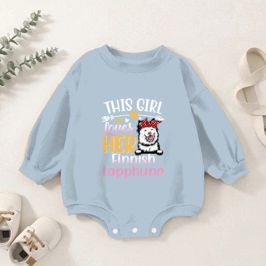 Discover This Girl Love Her Finnish Lapphund Dog - Dog Lover For Women - Baby Romper Sweatshirts