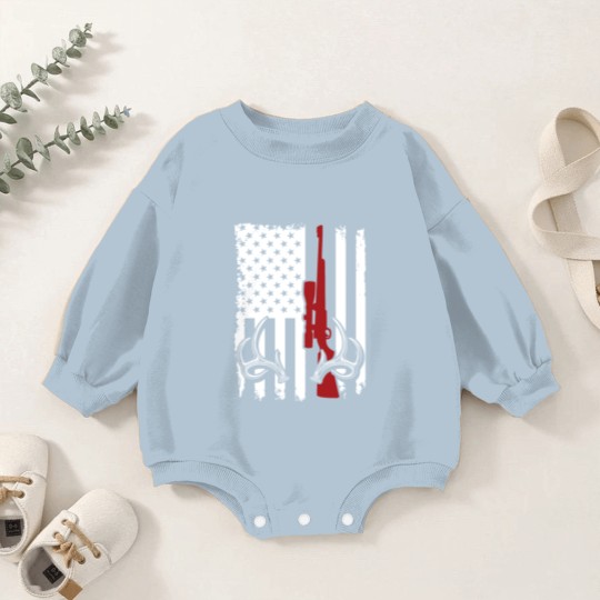 Discover Deer Hunting American Flag Baby Romper Sweatshirts