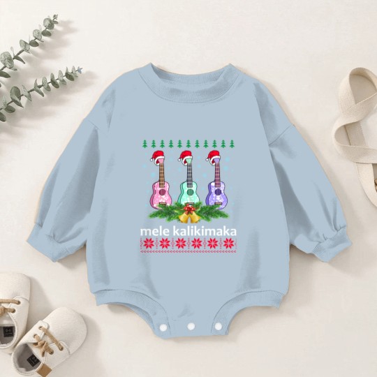Discover Mele Kalikimaka Baby Romper Sweatshirts Ukulele Guitar Hawaii Christmas Baby Romper Sweatshirts