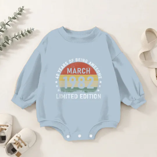 Discover Vintage March 1982 Retro 40 Baby Romper Sweatshirts
