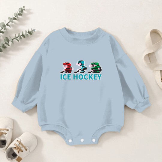 Discover 8-bit Ice Hockey Guys for Dark Baby Romper Sweatshirts - Nintendo - Baby Romper Sweatshirts