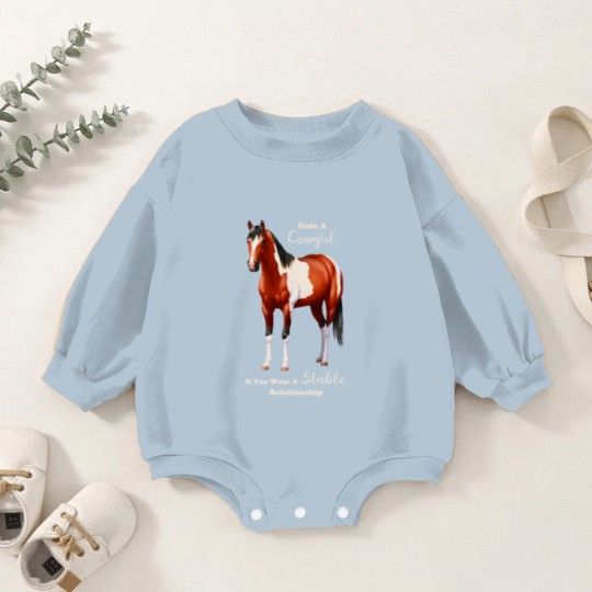 Discover Date A Cowgirl Bay Paint Horse - Horses - Baby Romper Sweatshirts