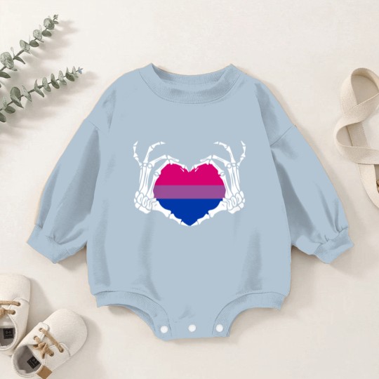 Discover Skeleton Hand Heart Bisexual Funny Halloween Baby Romper Sweatshirts