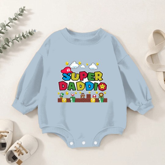 Discover Super Daddio Baby Romper Sweatshirts - Funny Dad Baby Romper Sweatshirts, Father's Day Baby Romper Sweatshirts