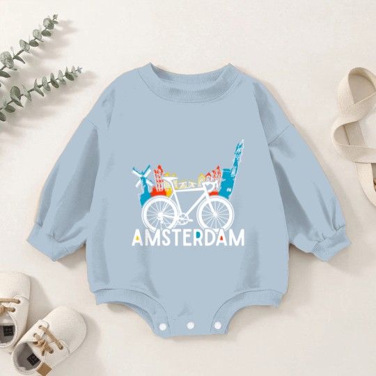 Discover Amsterdam bike in Holland Baby Romper Sweatshirts