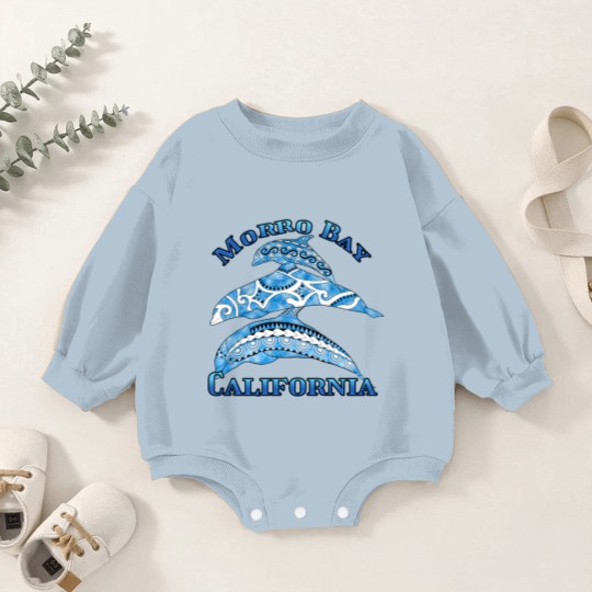 Discover Morro Bay California Vacation Tribal Dolphins Baby Romper Sweatshirts