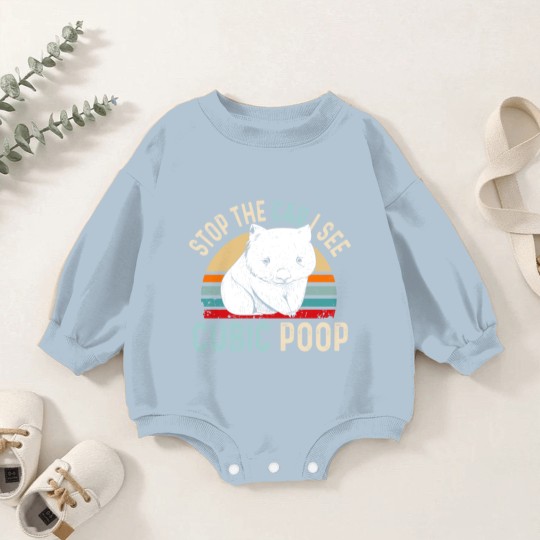 Discover Stop the car I see cubic poop Design for a Wombat Baby Romper Sweatshirts