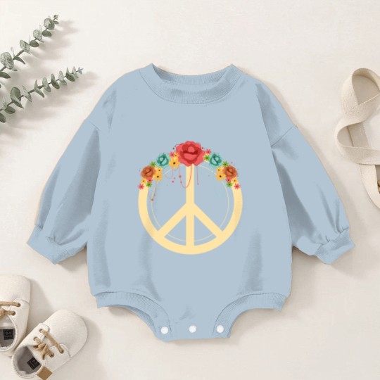 Discover Floral Peace Symbol Hippie Lover Peace Sign Baby Romper Sweatshirts