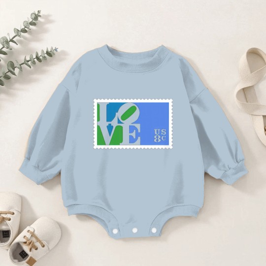 Discover Love Stamp Stencil (Robert Indiana) - Love - Baby Romper Sweatshirts